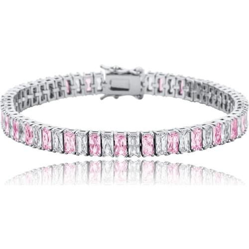 8MM Hip Hop Claw Setting CZ Stone Bling Iced Out Tennis Chain Bracelets for Women Men Rapper Jewelry Gold Silver Color