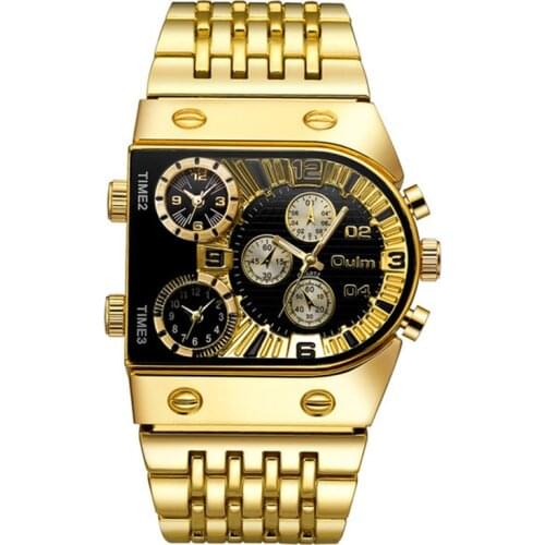 2021 Brand New Oulm Quartz Watches Men Military Waterproof Wristwatch Luxury Gold Stainless Steel Male Watch Relogio Masculino