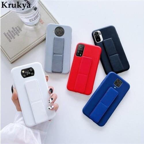 Magnetic bracket Wrist Strap Soft Silicone Case For Xiaomi Redmi Note 10 9 Pro Max 10S 9S 9T 9A 9C 8T 8 7 6 Pro Holder Cover