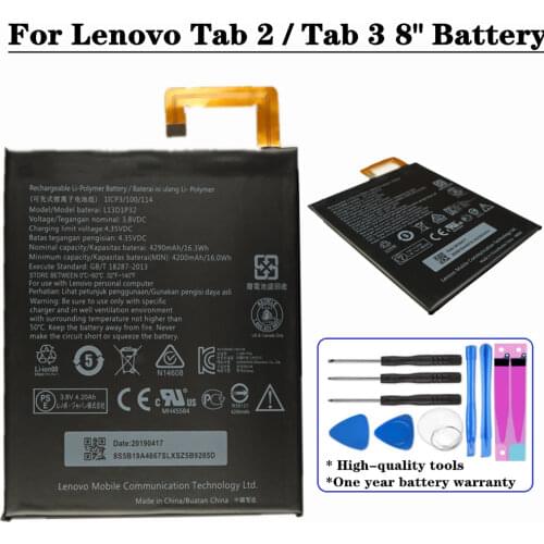 For Lenovo Lepad Tab 3 8" TB3-850F TB3-850M / Tab 2 A8-50 A5500 S8-50 Tablet Phone Battery L13D1P32 4290mAh Batteries + Tools