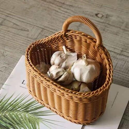 Hot Hand-woven Rattan Plant Basket Hanging Storage Basket Container Sundries Storage Box Hanging Basket Household Storage Basket