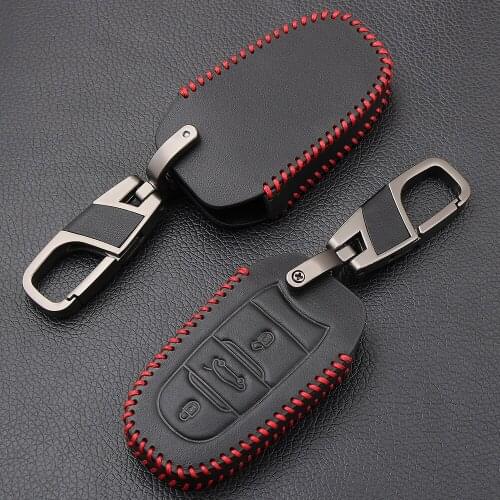 Leather Car Key Case Cover Key Holder For Peugeot 508 307 2008 3008 4008 407 408 For Citroen C5 C6 C4L CACTUS C3XR DS Smart Key