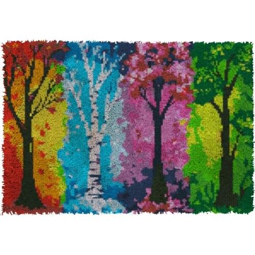 Latch Hook Rug season Type H Plush Tapestry Kits Crochet Cushion Mat DIY Carpet Rug Home Decor Thick Yarn 61cmX85cm