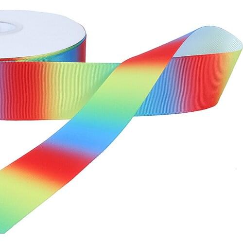 FLRA Ribbon Good quality 16/22/25/38/50/75mm rainbow ombre grosgrain cheer ribbons
