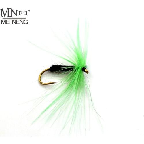 MNFT 10PCS Fly Fishing Dry Fly Green Mosquito Trout Fly Fish Lures 10