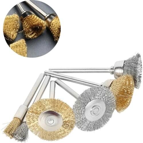 42pcs Metal Copper Wire Wheel T-type Polishing Brush Set Mold Grinder Engraving Machine Rotary Power Tool Hand Tools Brushes