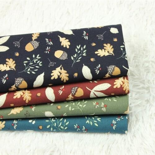Half Yard Thicken Cotton Fabric With Retro Flower Leaves Print Handmade DIY Bag Garment Cloth 100% Cotton T680