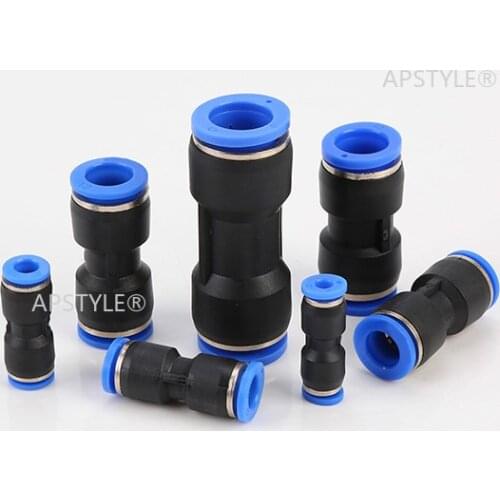 PQB Pneumatic Pipe Fitting Airtac Joint Air Gas Quick 2 Way Connect Fittings Hose Straight Tube PU 4 6 8 10 12 14 16mm OD Push i