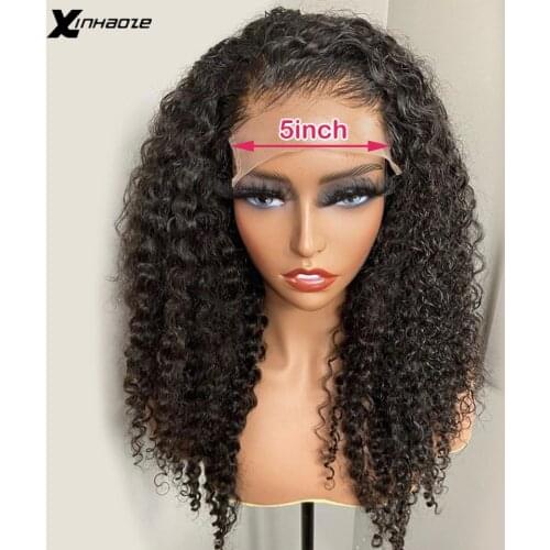 Right Part 5x5 PU Scalp Cap Lace Front Wig Curly Silk Base Lace Front Human Hair Wigs Pre Plucked Brazilian Remy Hair For Women