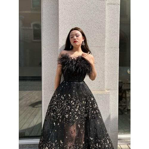 Black Gowns Fashion Ladies Evening Dresses Long Luxury Host Dress Prom Party1701