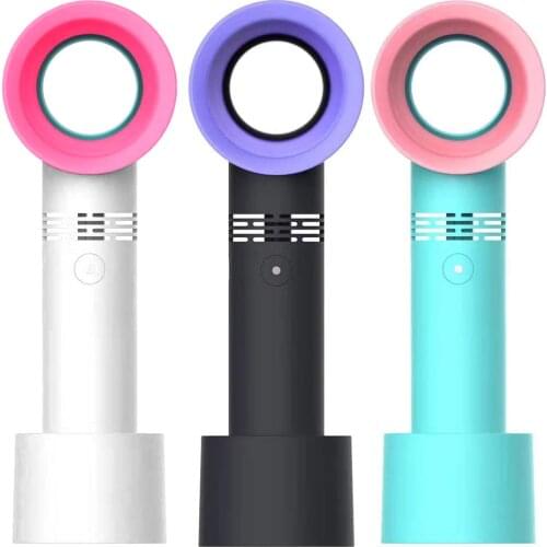 Handheld Bladeless Fan USB Rechargeable 3 Gears Adjustable Cooling Fan No Leaf Handy Cooling Fan Air Cooler Fans For Outdoor
