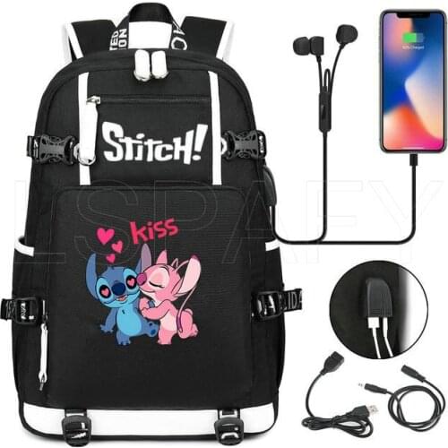 Disney Stitch Laptop Usb Backpack School Bag Rucksack Anti Theft Women Backbag Travel Daypacks Male Leisure Backpack Mochila