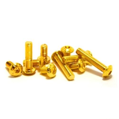 M3 Allen Screw Hex Socket Half Round Head Screw Ti Gold Plated Golden Bolts M3x30mm 15Pcs