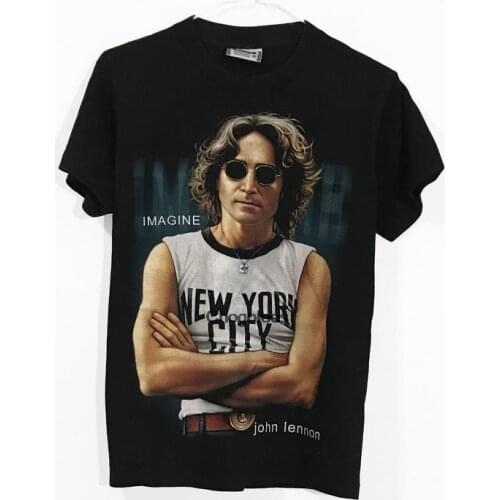 Vintage 90s John Lennon Imagine T shirt Rare Pop Retro Hard Rock and Roll Experimental Band Promo Concert Tour Albu