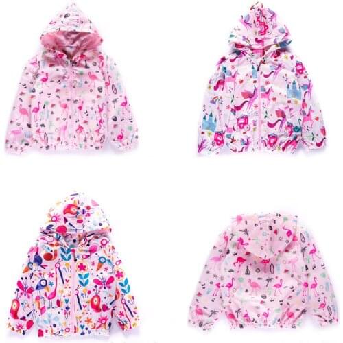 Girls Waterproof Breathable Jacket 2021 New Spring Summer Childrens Long Sleeved Hooded Zipper Jacket Windproof Windbreaker