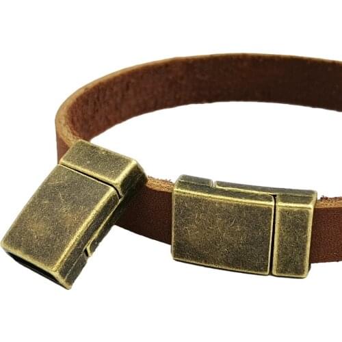 5 Pieces 10mm Bracelet Making Bronze Strong Magnetic Clasps Closure 10mmx3mm Inner Size Leather Strip Glue Watchband Clasps