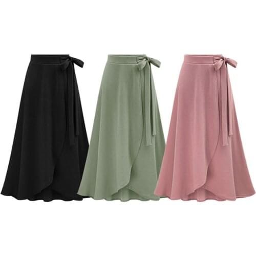 European American Skirt Womens Spring Summer Extra Large Size Womens Solid Color Ruffled length One-piece A-line Skirt A813
