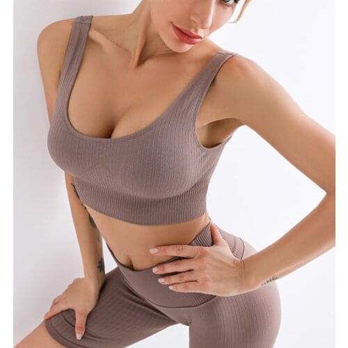 2 Pcs Women Short Sports Sets Push Up Gym Fitness Suit Sport Vest Bra High Waist Seamless Yoga Legging Women Workout Clothing