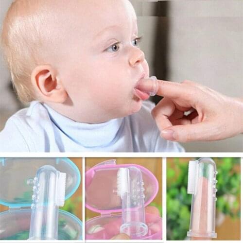1PC Silicone Baby Finger Toothbrush with Box toddler Teeth Clear Rubber boy girl Massager Cleaning Tooth Brush Infant Brush