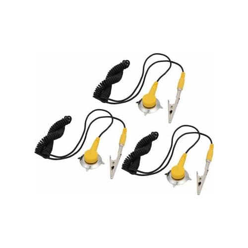 3Pcs Alligator Clip Coil Anti-static ESD Mats Grounding Point Wire Yellow Black