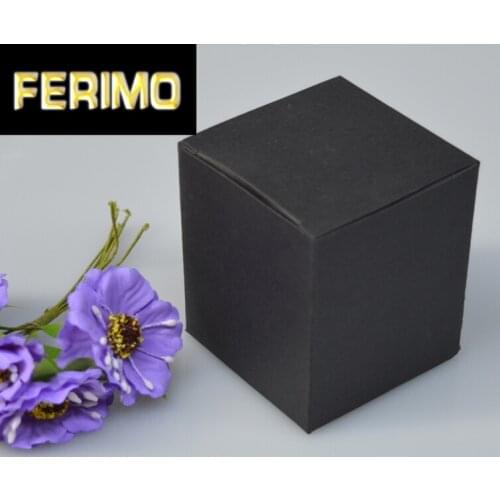 50pcs/lot Size 6.5*6.5*7.5CM kraft paper box square card black Cardboard Gift Box ,black gift boxes small paper carton box
