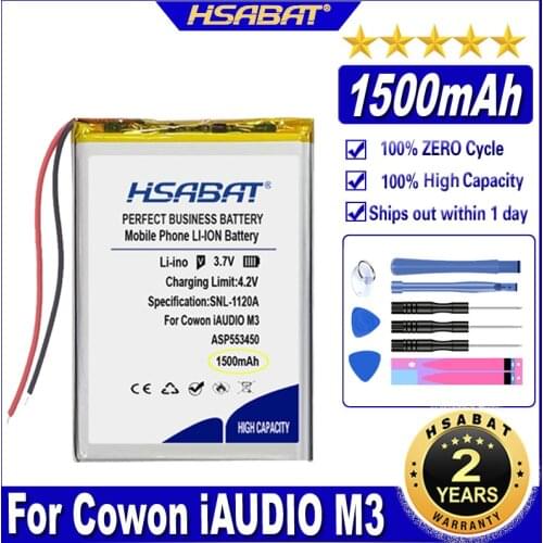 HSABAT M3 1500mAh Battery for Cowon iAUDIO M3 X5 / M5 20GB / PPCW0401 PPCW0504 Batteries