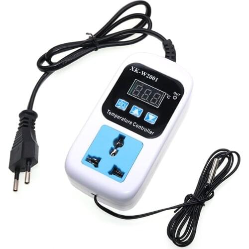 AC 110-220V Digital Temperature Controller Thermostat Regulator Smart Microcomputer Socket Outlet -50 to 110 C + NTC Sensor