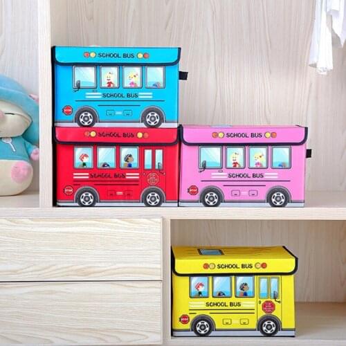 Children Room Snacks Toy Clothes Sundries Cartoon Storage Box Stool Household Foldable Car Storage Trunk Laundry Basket