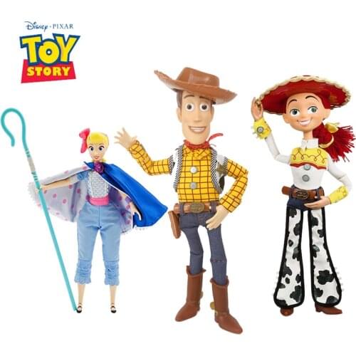 Original Disney Pixar Toy Story 4 Action Figures Educational Toy Talking Woody Jessie Buzz Lightyear Bo Peep Model Doll Toy Gift