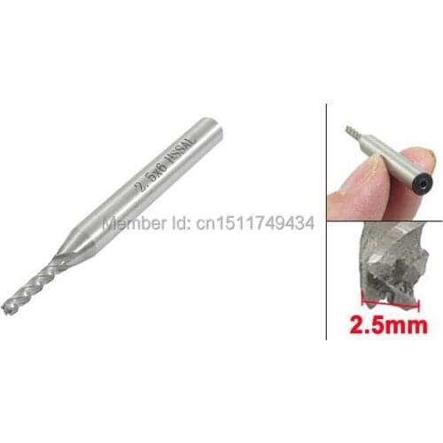 Helical Groove 2.5mm Dia Tip 4 Flute HSS End Mill Cutter 2pcs