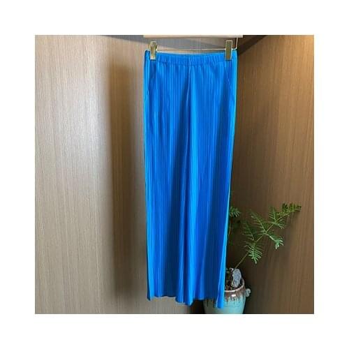 HOT SELLING miyake Fashion fold solid Thin straight-leg pants IN STOCK