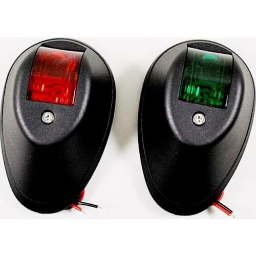 Marine Boat Yacht Red & Green LED Navigation Side Bow Lights Black Plastic House