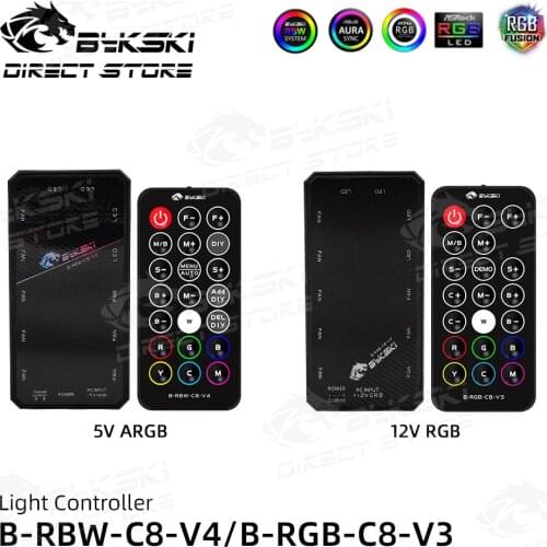 Bykski ARGB Light Controller Support AURA Motherboard Synchronization Water Cooling Mod DC5V Fan Cooler B-RBW-C8-V4/B-RGB-C8-V3