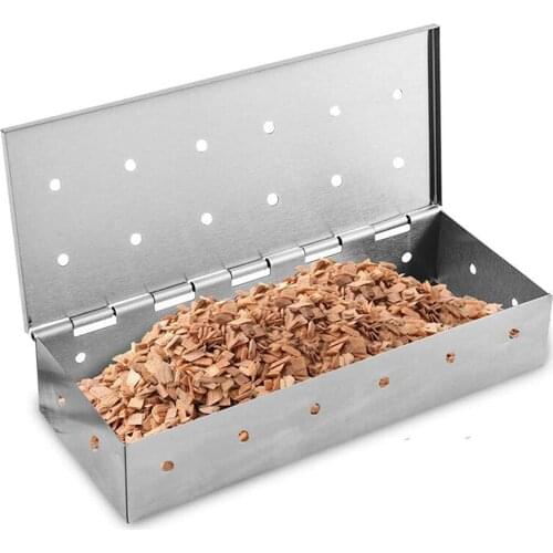 Stainless Steel Wood Chips BBQ Smoker Box for Indoor Outdoor Charcoal Gas Barbecue Grill Meat Infused Smoke Flavor Accessories