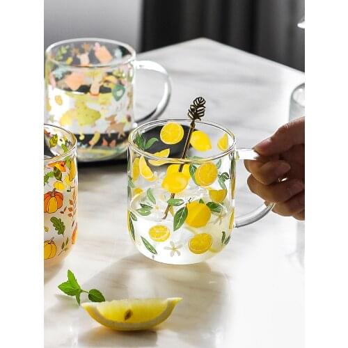 Lovely transparent glass cup simple and fresh natural water tea milk coddee cup household juice drink teacup