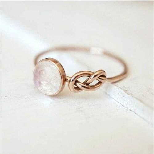 Cute Women Refreshing Engagement Beautiful Rose Gold Colour temperament Ring Pink