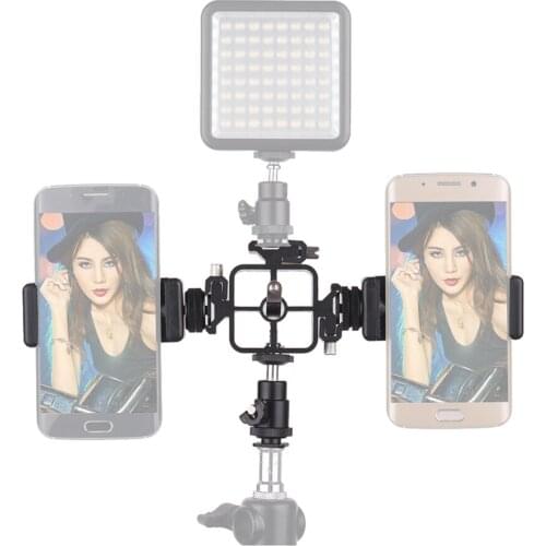 Bracket + Ballhead Adapter and 2 Phone Holder With Adapters With 1/4 inch or 3/8" Screw for speedlite holder light stand tripod