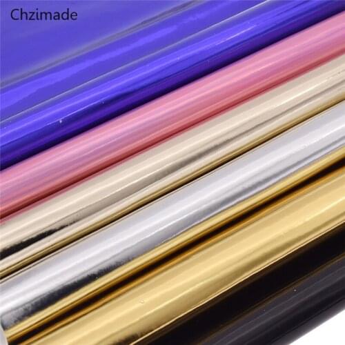Lychee Life 6Pcs A4 Glitter Mirror Synthetic Leather Fabric 21x29cm PVC Leather Sewing Fabric For Handbags Garment Diy Crafts