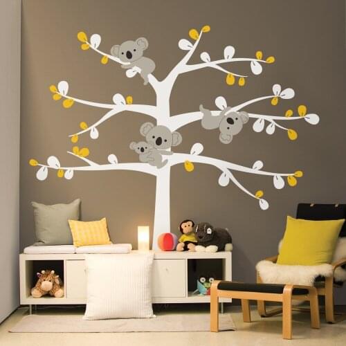 Cartoon Cute Koala Tree Wall Stickers For Kids Nursery Room Wall Decal Removable Artistic Design Wallpaper Poster Mural A395C