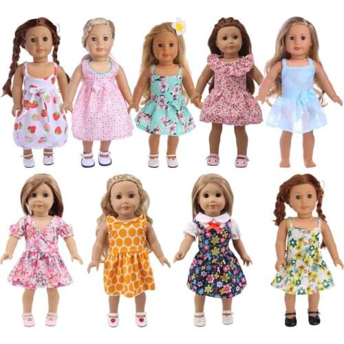 New Doll Skirsts For 18 Inch American & 43Cm Baby New Born Doll Cute Cartoon Printing For Our generation Doll Daily Life