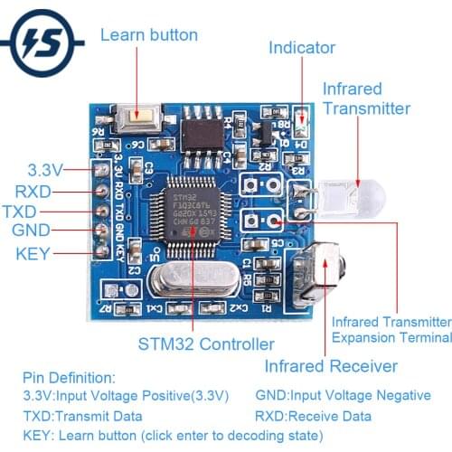 General Infrared Decoding Module UART Controller IR Remote Copyer Support Air Conditioning