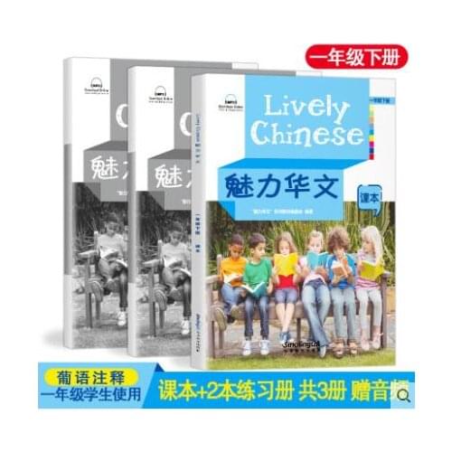 Charming Chinese grade one textbook + 2 exercise book foreigners learn Chinese language materials childrens literature books