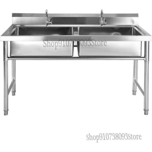 Stainless Steel Commercial Sink Single Tank Household Dishwasher Balcony Double Star Sink With Bracket Simple Kitchen Eyes