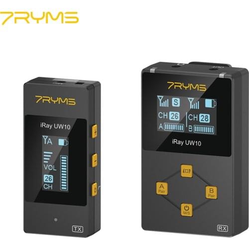 7RYMS iRay UW10 Mini Lavalier Mic UHF Wireless Microphone System for Android Smartphone Canon Nikon Sony DSLR Camera Video