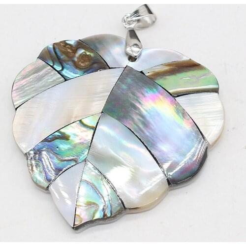 Natural Shell Pendants Necklace Accessories Leaf Shape Abalone Shell White Shell Combined Charms For Jewelry Making Bracelet