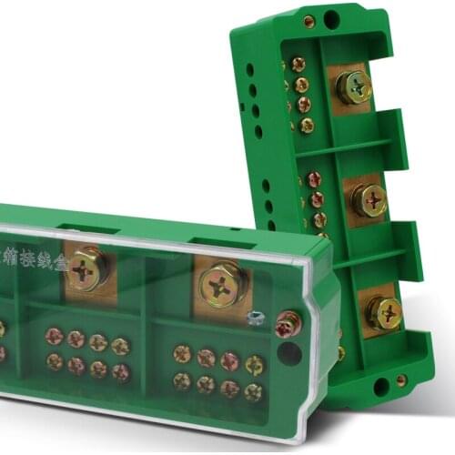 1pcs Connection Distribution Box 3-in 12-out Three phase Green Terminal Block Row Junction Metering Box Part Line