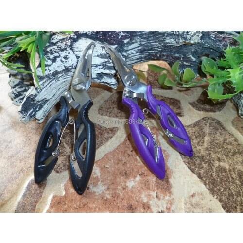 WHoleSale 100pcs/lot 5" Stainless Steel Fishing Pliers Scissors Line Cutter Remove Hook Tackle Tool Blue and Black carrying case