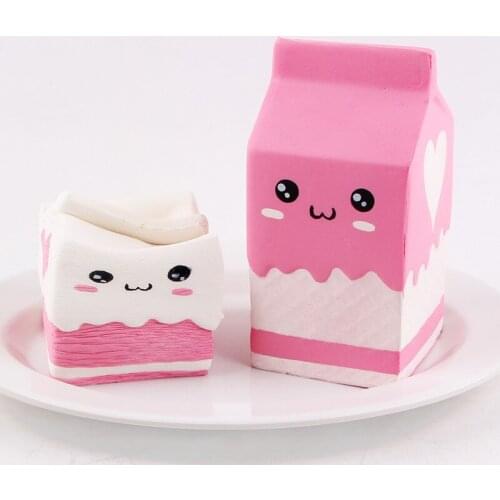 Squishy Milk Box Slow Rising Banana Ice Cream Cute Bread Jumbo Simulate Pendant French Fries Squeeze Stress Stretch Kids Gift