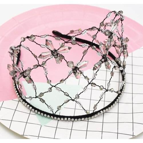 Unique Crystal Tiaras Mesh Acrylic Rhinestone Princess Wedding Headband Bridal Crown Wedding Party Accessiories Hair Jewelry