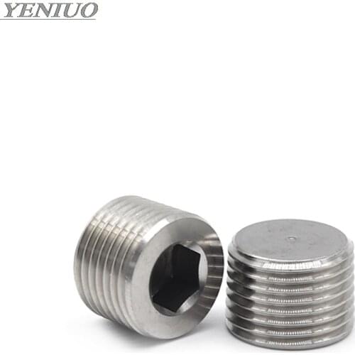 Stainless steel 304 Inner Hex Head 1/4" 3/8" 1/2" 3/4" 1" 1-1/4' 1-1/2" BSPT Male Thread Pipe Fitting Square Head Plug SS304